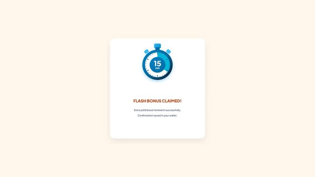 Flash Bonus Expiring Stopwatch Countdown UI Popup Card Animated Yield Boost