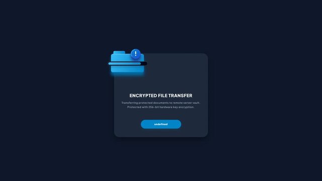 3D Encrypted File Transfer Card UI Animation Visual for Secure Server Vault Data Protection