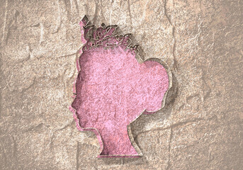 Profile view silhouette of a princess or queen. Cute girl portrait. Fashion branding emblem. © JEGAS RA