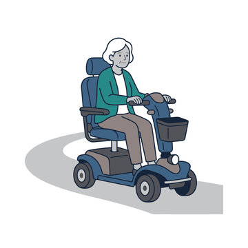 Elderly Woman Riding Electric Mobility Scooter for Independence and Accessibility