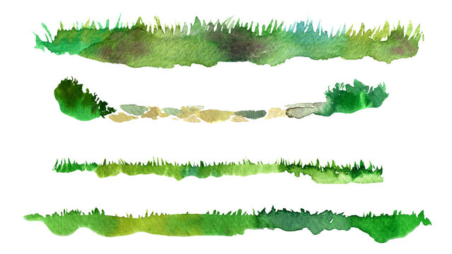 水彩の綺麗な芝生と草原のラインイラストセット（草・地面・自然・フレーム・背景透過）
Beautiful watercolor lawn and grass field line illustration set (grass, ground, nature, transparent PNG)