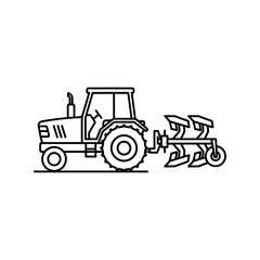 Fototapeta premium Tractor with Plow Icon Isolated on White Background, Agricultural Machinery