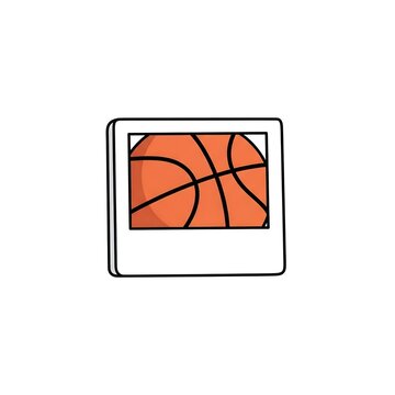 Minimalist illustration of basketball photos in instant frame