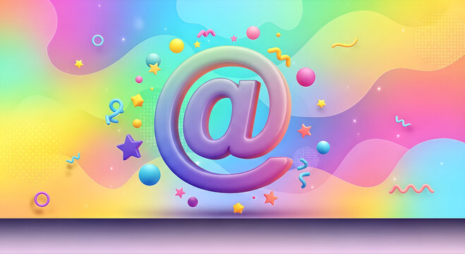 Colorful email symbol with decorations.