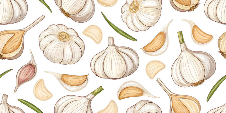 seamless pattern with garlic