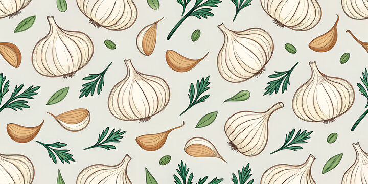 seamless floral pattern garlic
