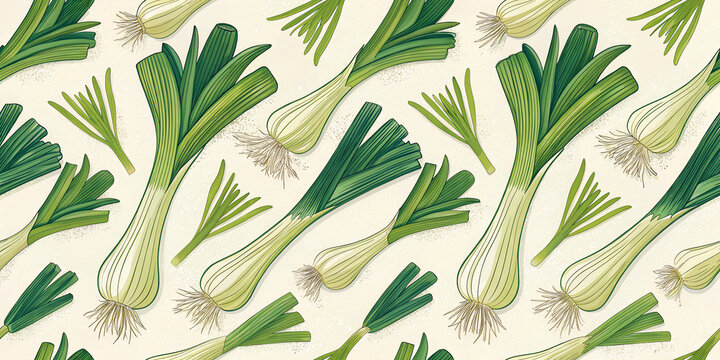 seamless pattern with Leeks