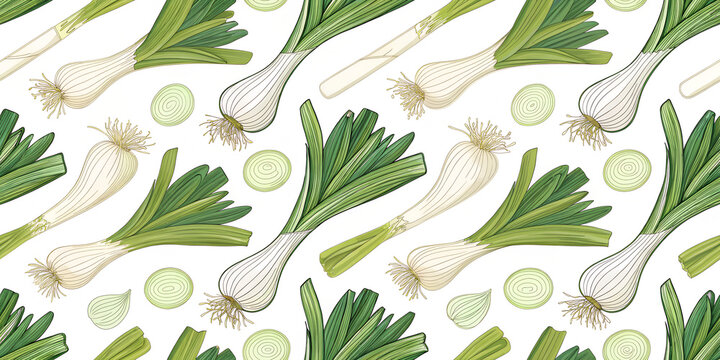 seamless pattern with Leeks