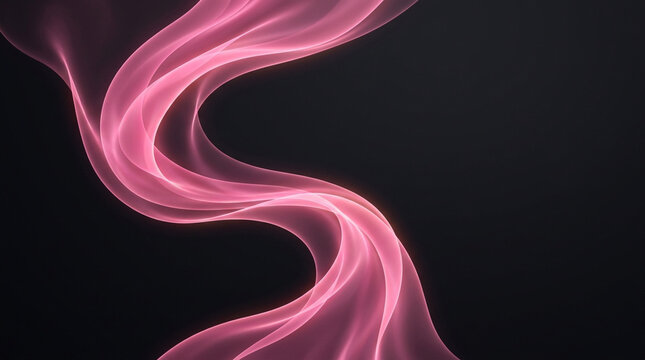 Elegant flowing pink silk fabric wave on a dark background, abstract, smooth, luminous, ethereal, graceful motion