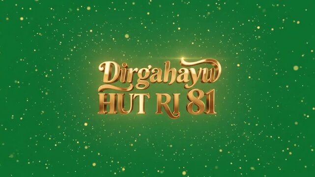 Indonesia Independence Day HUT RI 81 Golden Typography Animation 4K