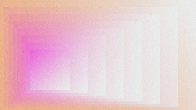 Abstract textured background featuring nested symmetrical rectangles with rhythmic structure. Soft magenta, pink, beige gradient with grainy noise texture.