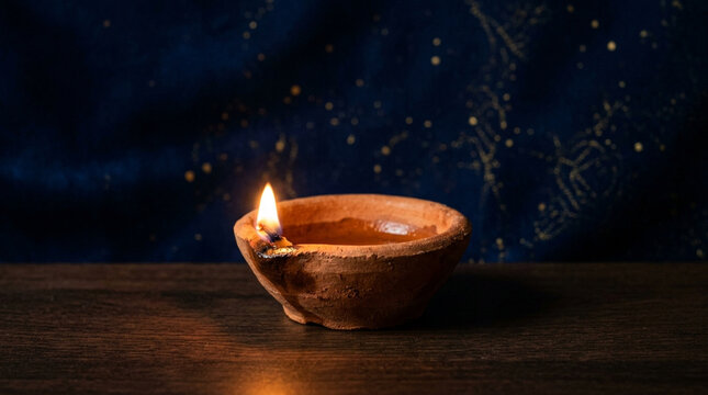 A single diya flame illuminates the spirit of diwali celebration