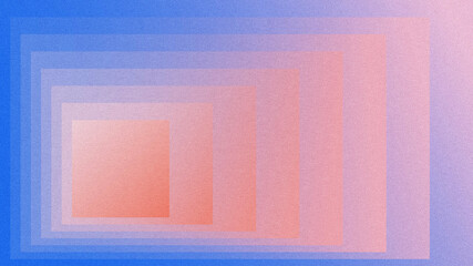Fototapeta premium Abstract textured background featuring layered nested rectangles with rhythm and symmetry. Grainy noise texture, smooth blue‑lavender‑pink gradient transitions.