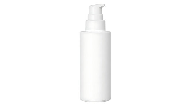 Empty white plastic pump bottle isolated on white.