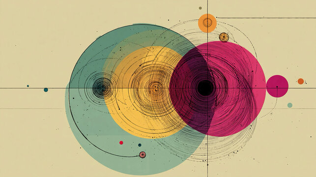 Feedback systems - Circular abstract forms conceptual iterative loops visual energy flow dynamic composition minimalistic representation expressive symbolic self-regulating processes