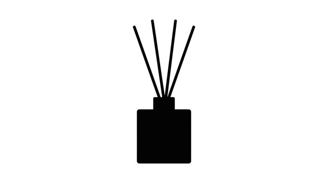 Black reed diffuser with sticks silhouette icon.