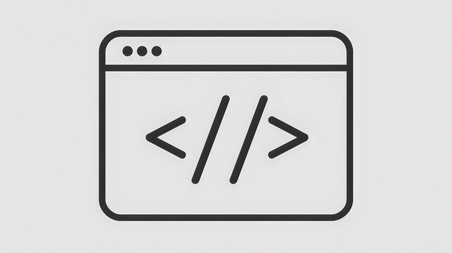Web development icon representing software programming and computer code script interface.