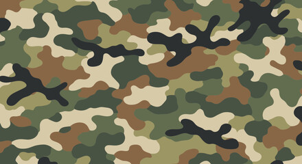 Fototapeta premium Woodland Camouflage Pattern - Military Clothing Background