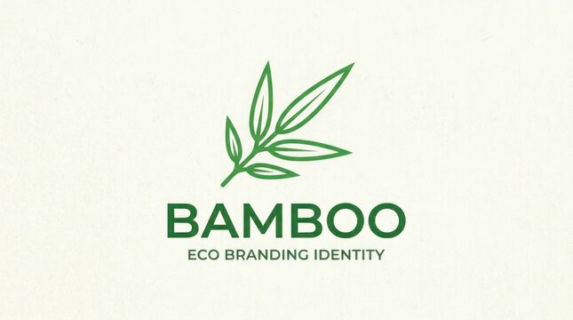 Green bamboo leaf logo design eco branding identity simple vector