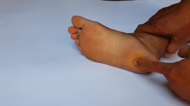 Self foot reflexology massage demonstrating targeted pressure on healing acupoints for pain relief and relaxation.