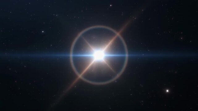 glowing celestial sphere moving through dark space