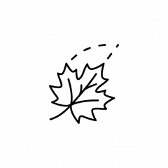 Fototapeta premium Minimalist Maple Leaf Line Art Icon with Falling Motion Trail Isolated on White Background for Autumn Seasonal Design Elements