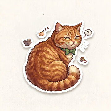 stiker hewan kucing berpose cuek lucu dan menggemaskan 