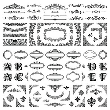 Vintage Floral Ornaments and Borders - Decorative Design Elements
