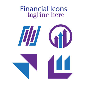 Set of abstract financial growth and business finance corporate logo icons with financial services business investment accounting marketing corporate analysis statistics strategy management