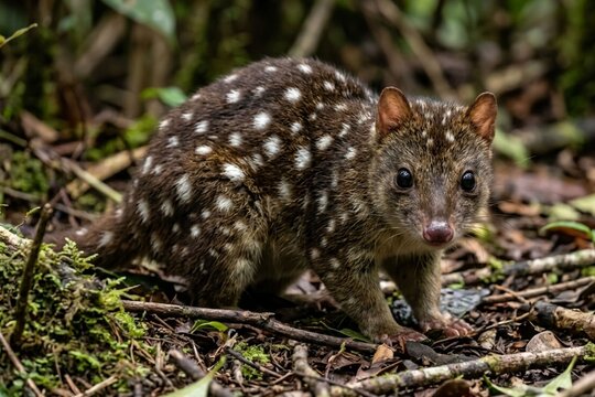 AI Generated Spotted Cuscus Kuol Marsupial on Papua Forest Floor