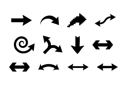 Arrow Vector Icons Collection &ndash; Direction, Curved, Double Sided and Circular Arrow Symbols