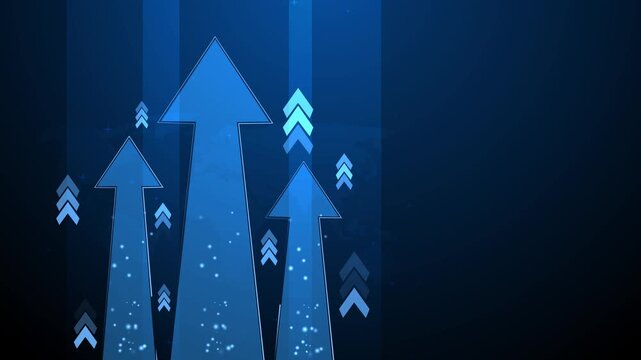 Abstract arrows pointing upward symbolizing growth progress success and rising business goals animation