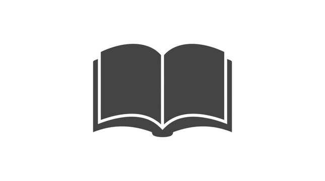 Open book icon for education and reading themes.