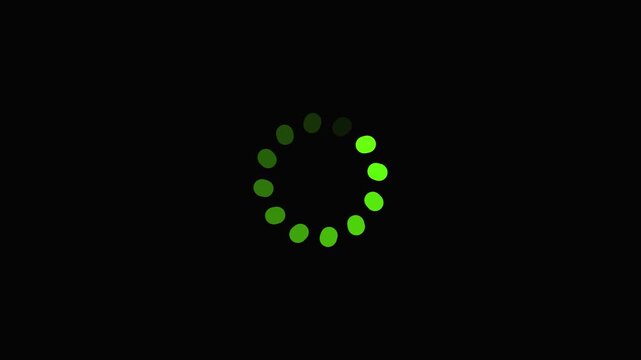 Spinning loading circle animation icon with dotted progress. Circle loading animation on transparent background. dotted round loading page video.