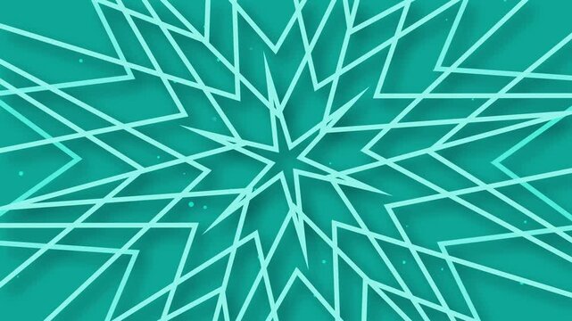 Bright abstract geometric starburst background with sharp intersecting lines and a glowing center animation