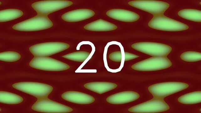 Abstract green and red pattern with number twenty overlay
