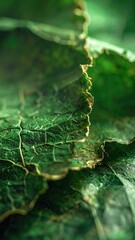 Obraz premium Extreme Close-Up of Green Leaf Veins and Texture