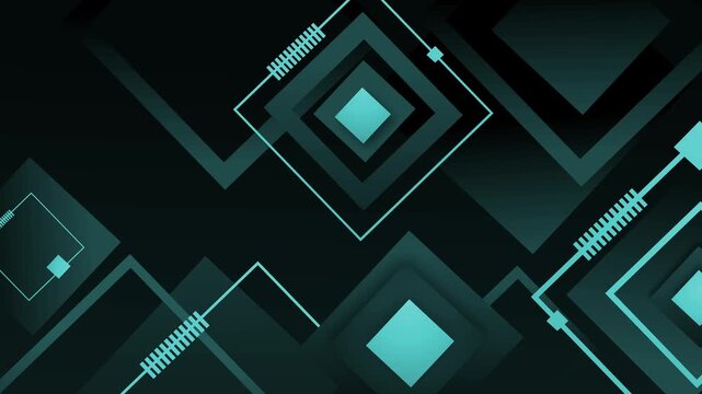 Abstract geometric background squares diamonds and diagonal lines creating a modern tech style design animation