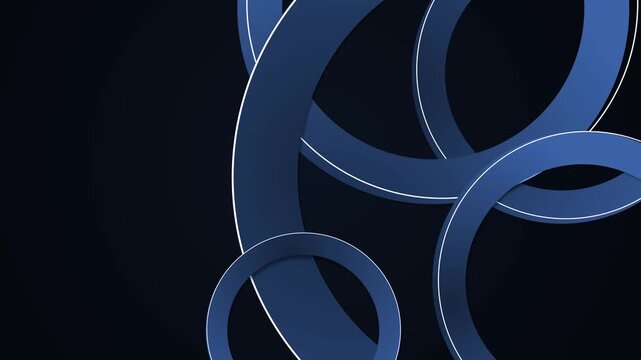 Abstract rings overlapping on a dark navy background with a modern glowing geometric look animation