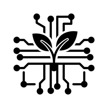 Smart agriculture technology plant in eco icon leaf of circuit green farming digital chip nature