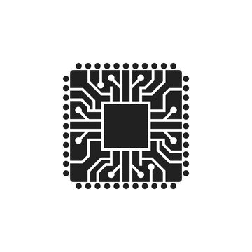 Processor cpu microchip chip in circuit technology hardware of board computer semiconductor silicon icon vector