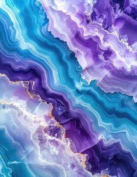 Vibrant blue and purple agate slice with golden veins
