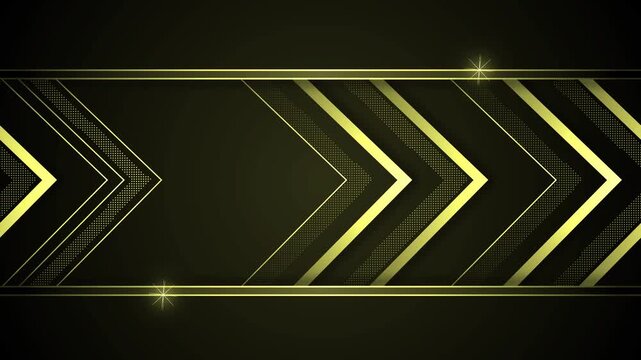 Chevron luxury background animation, Luxurious dark background with chevron arrows and thin horizontal gold lines,