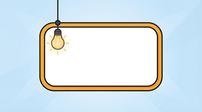 Empty wooden frame with hanging light bulb above.