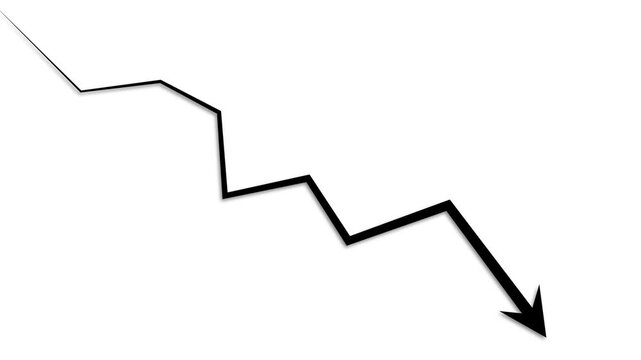 Downward zigzag arrow line decline loss and falling trend animation