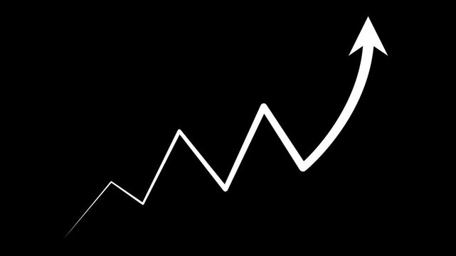 Downward zigzag arrow showing a falling business trend animation