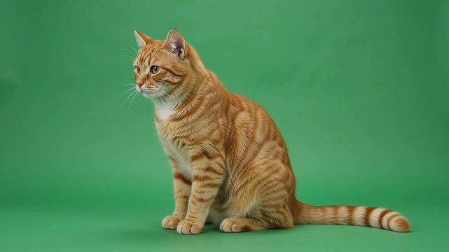 Cat Tail Tip Flicking on Green Screen Background