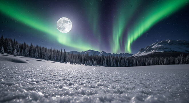 Beautiful snowy winter landscape with snow-covered trees and mountains perfect for travel tourism and designs