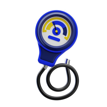 Blue waterproof depth gauge with coiled cord isolated on transparent background, illustration