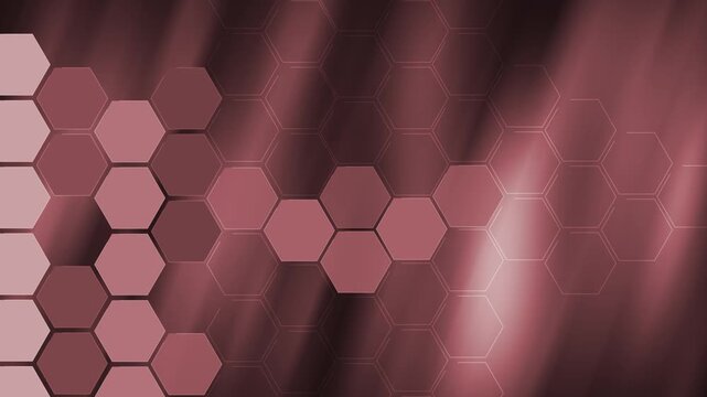 Abstract hexagonal tech background animation, Hexagonal pattern over diagonal light streaks, modern technology background